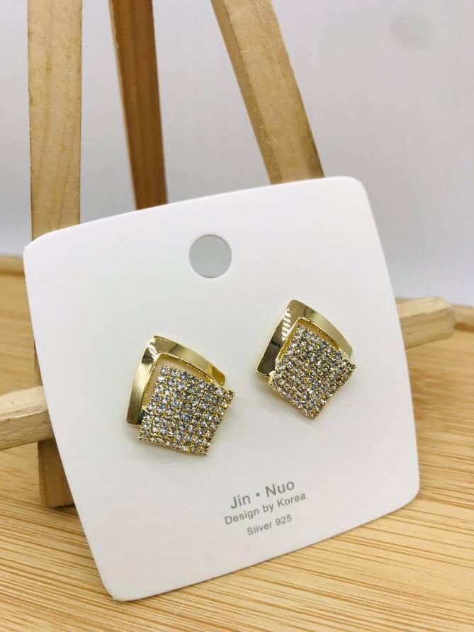 AD Diamond Steel And Rose Gold Party Wear Earrings 42
